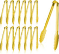 Gold Tongs for Serving Food, XEVOM 12 Pack, 9-Inch Stainless Steel | gold stainless steel Utility Tongs with scalloped grip for buffets, catering, weddings, salad bars and everyday food service