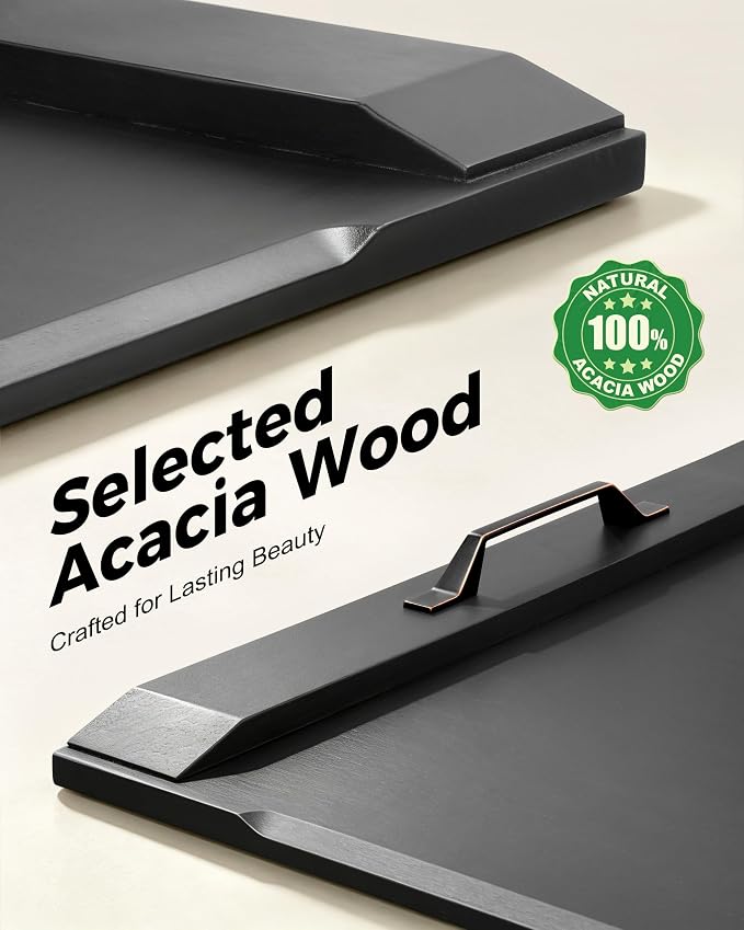 Gaialoop Noodle Board Stove Cover for Glass Electric Stovetop with Handles | Black Acacia wood stovetop cover adds counter space, elevates your kitchen, and protects most 30" glass top electric stoves