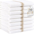 Homaxy 100% Ring Spun Cotton Kitchen Towels 8 Pack, Khaki Stripe | 15 x 25 Inch, Highly Absorbent Dish Towels for Kitchen Drying, Reusable Cleaning Cloths, Soft Tea Towels with Hanging Loop