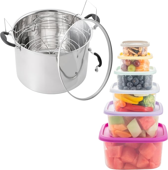 Prep•N•Cook by McSunley 21.5Qt Induction Stainless Steel Water Bath Canner (Canner + Prism Food Storage)