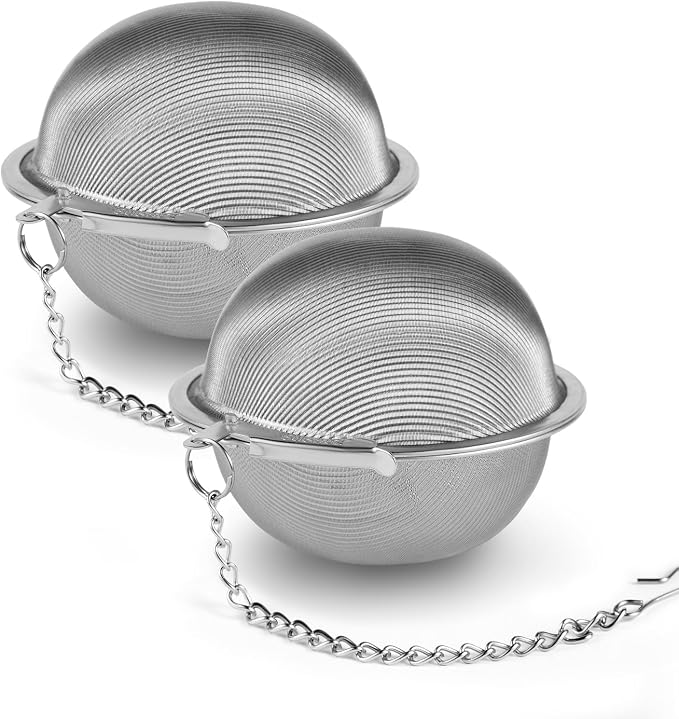 304 Stainless Steel Tea Ball Tea Holder Tea Infuser (Large x 2) | Tea Strainers For Loose Leaf Tea Steeper Extra-Fine Mesh Tea Leaf Holder Metal Tea Bag Rooibos Black Tea Herbal Spices