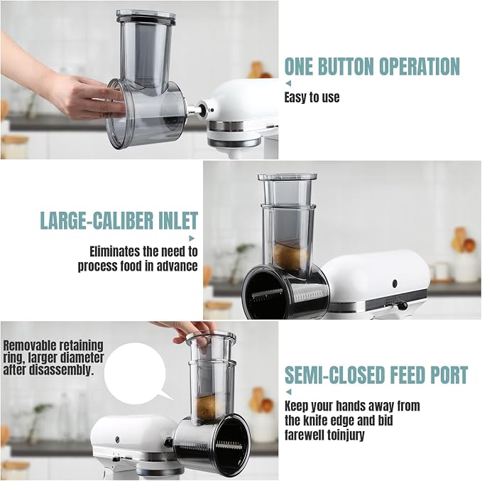 Stainless Steel Slicer Shredder Attachments for KitchenAid Mixers | Vegetable Shredder, Cheese Grater, Salad Maker, Food Slicers Chopper Grinding Powder Accessories, Detachable 5 Blades