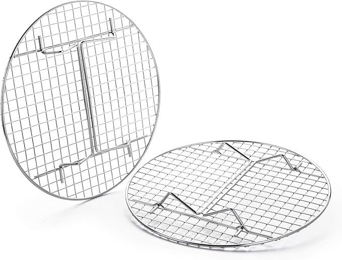 Foraineam 4 Pack 10.5 inch Steamer Rack Round Grilling Rack for Cooling Steaming Baking Cooking, Lifting Food in Pots, Cake Pan, Pressure Cooker and Oven