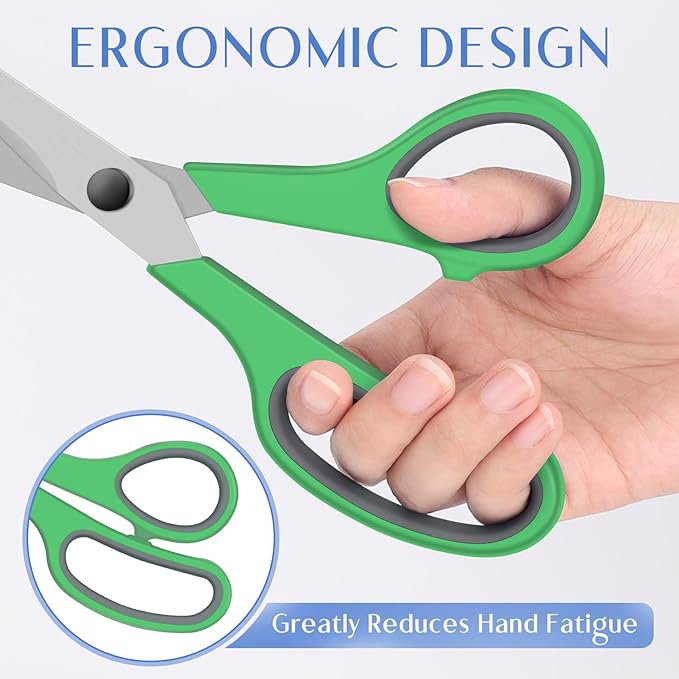 3 Pack Scissors Set, 8.3" Heavy Duty Scissors with 2.5 mm Thickness Sharp Blades & Ergonomic Soft-Grip Handles, All Purpose Scissors for Office, School, Kitchen, Crafts, Sewing, Right/Left Hand Use