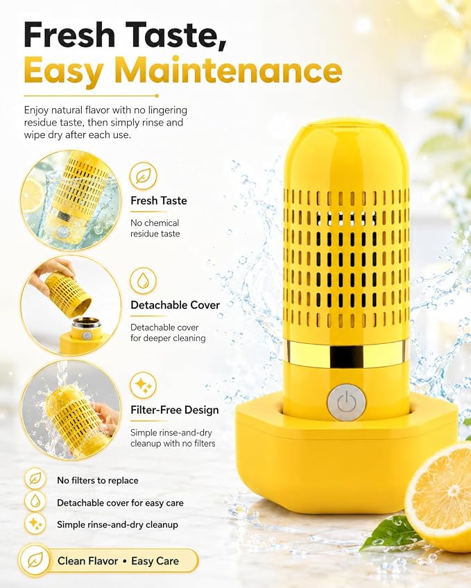 Produce Cleaner Vegetable Fruit Cleaning Wash Veggie Berry Washer Spinner Purifier Device Reviews Washing Bowl with Strainer Machine Purpose Household Gadgets Ultrasonic Portable