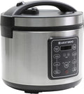 West Bend Rice & Grain Multi Cooker Programmable with 9 Preset Functions, Features Delay Start and Keep Warm Functions and Steam Basket, 20 Cups Cooked (10 cups uncooked), Stainless Steel