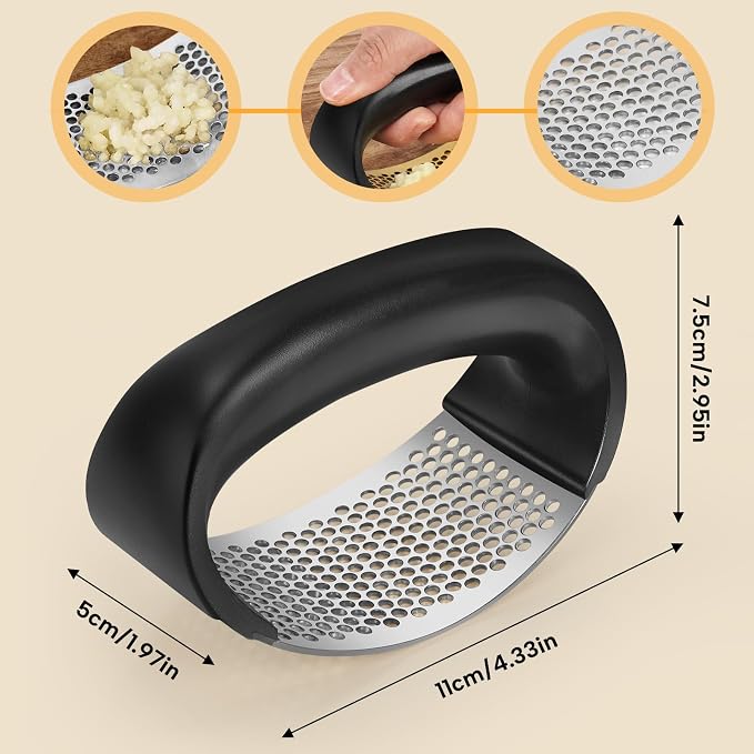 Cook Guy 304 Stainless Steel Garlic Press Rocker | Premium Stainless Steel Garlic Press Rocker –Garlic Mincer with a Comfortable Grip Garlic Grinder