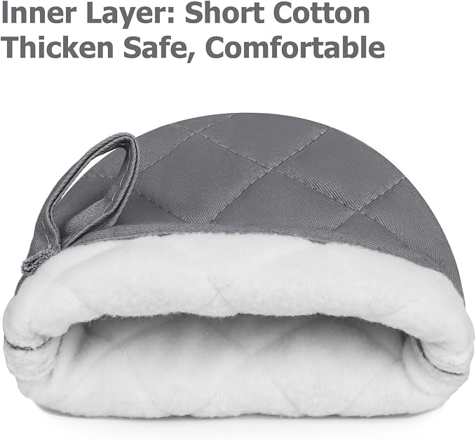 Goldmeet Mini Oven Mitts 2-Pack, 7"x5.5", 500°F Silicone Grip, Cement Gray | Non-Slip, Heat Resistant, Machine Washable, Hanging Loop, Fits Small Hands, for Baking Grilling BBQ Cooking