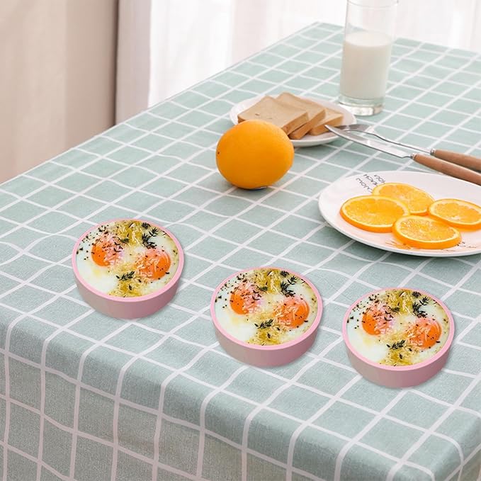 3Pcs ZHYEEDAA Air Fryer Egg Mold,Silicone Egg Molds, Individual Egg Bite Maker Reusable Egg Molds, Microwave Egg Cooker, BPA Free, Dishwasher Safe (pink)