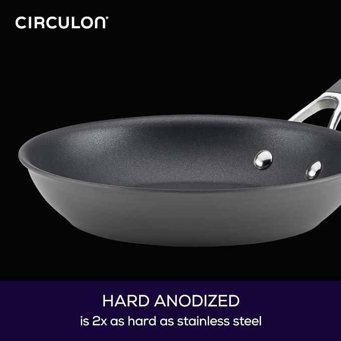 Circulon Radiance Hard Anodized Nonstick Frying Pan Set, 3-Piece Frying Pans, Gray