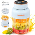 Portable Blender, Personal Smoothie juicer, Shaker blender, 33oz USB portable rechargeable juicer cup with 38 Blades for Kitchen, Travel, Gym， Office – Sky Blue