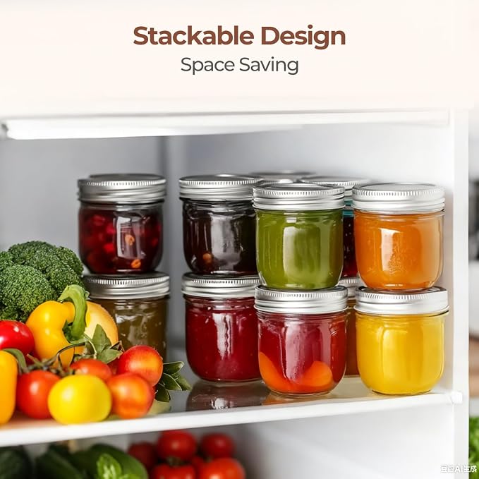 ComSaf 8 oz Wide Mouth Mason Jars Bulk Set, 12 Pack Small Jars with Lids | BPA-Free,Half-Pint Portion, Chunky Salsa, Overnight Oats, Party Favors, Meal Prep, DIY Candles, For Big Canning Project