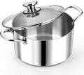 P&P CHEF 8 Quart Tri-Ply Stainless Steel Stock Pot, Cooking Pot with Lid | 8 Qt Stockpot for Soup Pasta Vegetable, Induction Cookware for All Stoves, Sturdy & Double Handle, Oven & Dishwasher Safe