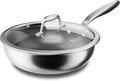 COOKER KING 11" Hybrid Wok Pan with Lid, Nonstick Deep Skillet for Stir-Fry | Non-Toxic Coating, Dishwasher & Oven Safe, Induction Ready, Stay-Cool Handle, 3-Ply Stainless Steel Clad for Fast Heat