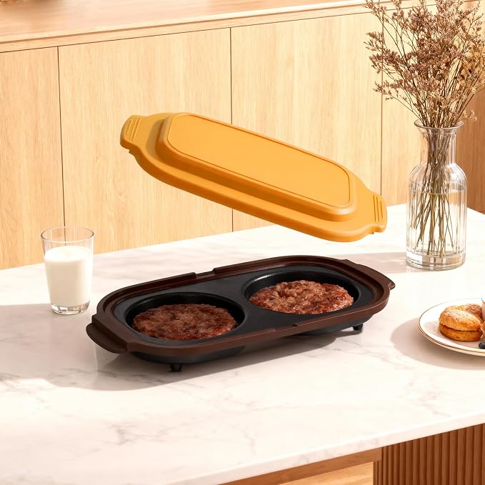 Quick-Heat Microwave Egg Cooker, Portable Poacher/Fryer Egg, Egg Cooker for Breakfast Sandwiches Maker for 2 Eggs, for Kitchen, Travel, Gifts Dishwasher-Safe (yellow)
