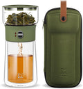 ZENS Modern Glass Infuser Teapot, Smart One Touch Tea Maker for Loose Tea | Glass Magic Tea Pot, Mess free Tea Steeper with Insulated Mug, Portable Tea Infuser with Case for Tea Lovers