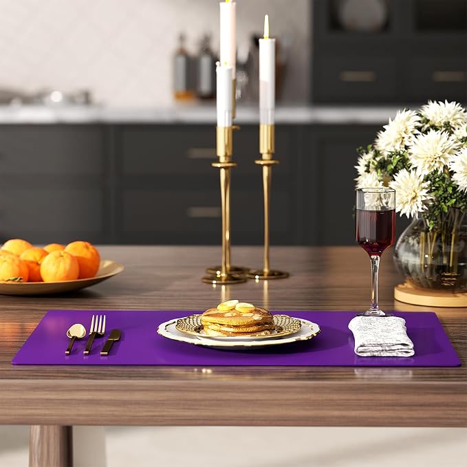 2-Pack Silicone Counter Mats 24”x16”, Purple | 1.5mm thick silicone counter protector, heat resistant & non-slip. Works for air fryer, hot pots, pans and coffee maker.