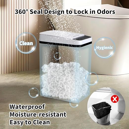 3 Pack Bathroom Trash Can with Lid, 2.5 Gallon Small Slim Trashcan, Automatic Trash Can Touchless, Motion Sensor Waterproof Plastic Trash Bin for Bedroom Kitchen Office Living Room (Black+Gray+White)