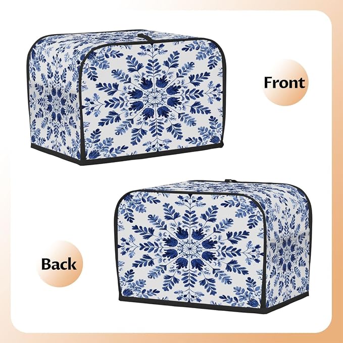 4 Slice Toaster Cover Blue Ethnic Flower Toaster Covers Four Slice Wide Slot Waterproof and Dustproof Covers for Wide Slot Toasters and Small Appliances Kitchen Decor Gifts