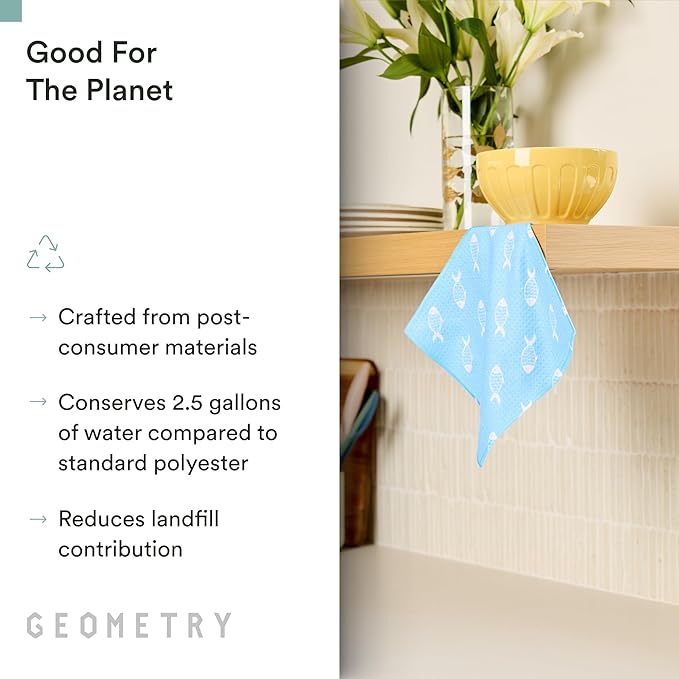 GEOMETRY Dishcloth – Spring & Summer Collection – Quick-Dry, Ultra-Absorbent, Reusable Microfiber Kitchen Towels for Drying & Cleaning - Summer Line - 6 Pieces