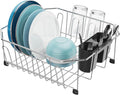 Small in Sink Dish Drying Rack - Stainless Steel for RV Kitchen | Compact Design, Rust-Resistant, Angled Corners Fit Square & Round Sinks, Removable Utensil Holder, Cup Hooks, 13.1"W x 14.4"L
