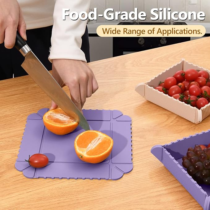 Magnetic Silicone Trivet Mat - Heat Resistant Hot Pad for Hot Dishes, Pots & Pans, Non-Slip Table & Countertop Protector (2, Purple)
