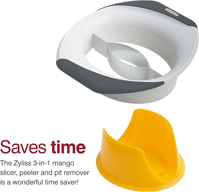Zyliss Slice & Peel Mango Tool - Mango Slicer, Peeler and Pit Remover Tool - Mango Cutter with Stainless Steel Microblades - Dishwasher-Safe Kitchen Tool & Gadget
