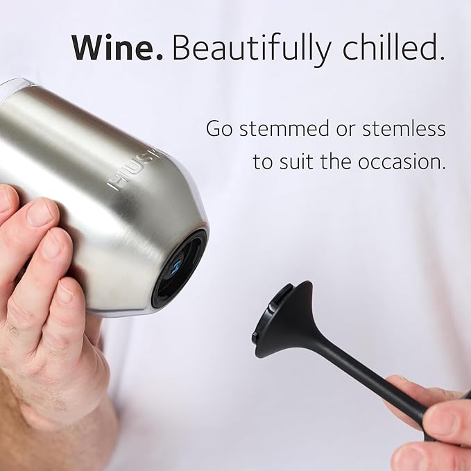 Huski Wine Tumbler 2.0 | NEW | Award-winning Design with Detachable Stem | Premium Stainless Steel Wine Glass with Lid | Triple Insulated Tumbler | 12oz Capacity | Great Gift (White)
