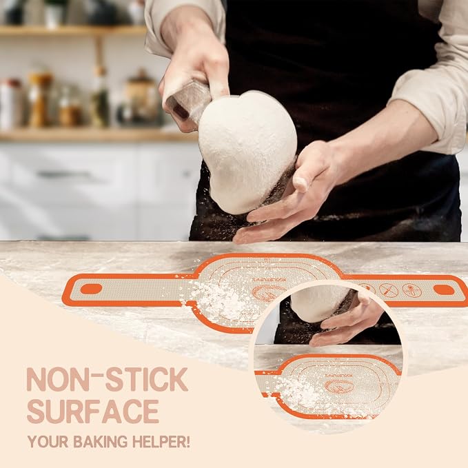 Koolstuffs Sourdough Silicone Bread Sling for Dutch Oven, 2 Pack | Long Handles for Dough Transfer, Nonstick Bread Release, Dishwasher Cleanup, Flexible Reusable Design, Oval and Round, Orange