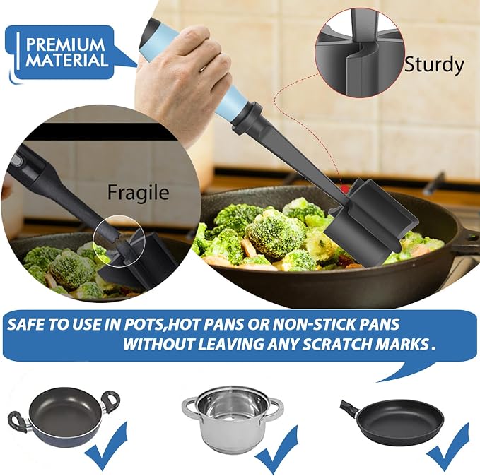 Upgrade Meat Chopper, Heat Resistant Meat Masher for Hamburger Meat, Ground Beef Smasher, Nylon Hamburger Chopper Utensil, Ground Non Stick Mix Chopper, Mix and Chop, Potato Masher Tool（Aqua） | Premium Heat Resistant Meat Masher, Nylon Potato Mashers B...