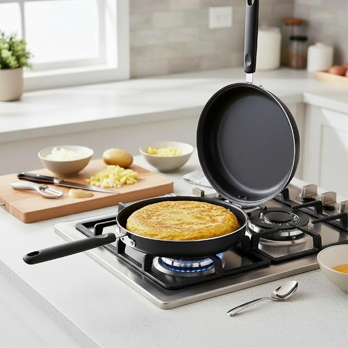 IBILI Nonstick Double-Sided Omelette Pan 9.4 Inch | Made in Spain | Frittata Frying Pan for Easy Flipping, Reinforced Cast Aluminum, PFOA-Free, Food-Grade, Induction Compatible, pancake Maker