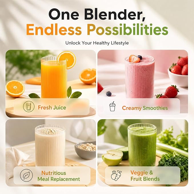 20 oz Portable Blender, 12-Blade USB-C Rechargeable, White | Personal mixer cup with handle for shakes, smoothies, protein drinks, fruit and small ice, self-cleaning design