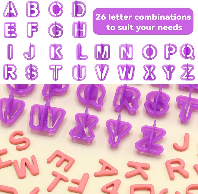 40 Pcs Alphabet Cookie Cutters, Fondant Letter Cutters, Number Cookie Cutters, Alphabet Cake Stamp Tool Set, Plastic Letter Cookie Cutters, Letter Cutters for Cake Decorating, Biscuit DIY Baking