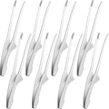 Patelai 8 Pieces Korean and Japanese BBQ Tongs Non Slip Cooking Utensils Stainless Steel Tongs for Serving Food, Salad, Camping, Barbecue, Buffet, Oven with Support Stand (Silver)