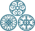 Silicone Trivet Mat - Non-Slip & Heat Resistant Kitchen Hot Pads for Countertops & Table - Kitchen Trivets for Hot Dishes & Cookware - Hot Pot Holder for Pots & Pans - Teal,Set of 3