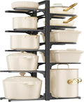 MUDEELA 10-Tier Pots and Pans Organizer under Cabinet, 23.62" H Heavy Duty | Adjustable Pot Rack for Frying Pan, Cast Iron Skillet, Tool-Free Assembly, For Kitchen Cabinets, Shelves and Countertops