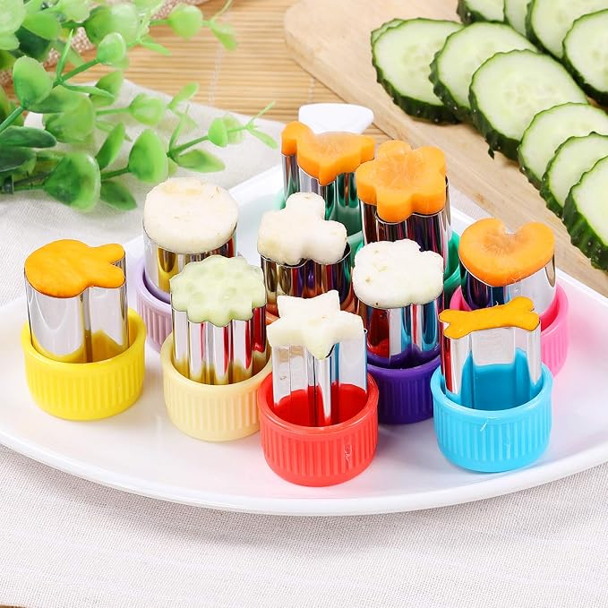 CECEAOAIME 12 pcs Mini Cookie Cutters Vegetable Cutter Fruit Stamps Mold