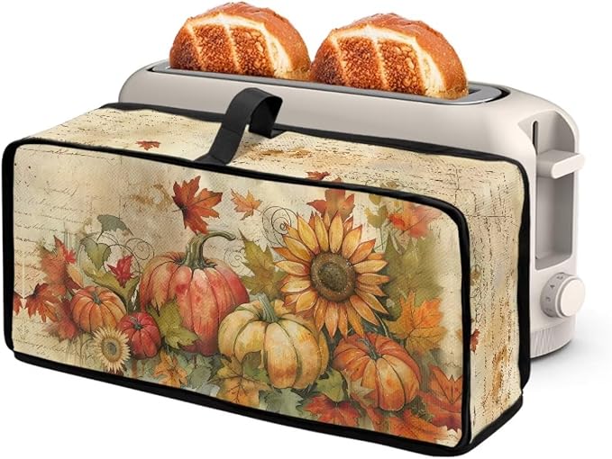 ZDCUSTOM Toaster Covers 2 Slice Wide Slot Long Washable Toaster Cover Bread Maker Dust Fingerprint Protection Kitchen Appliance Protector, Sunflower Maple Leaf