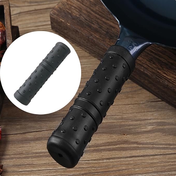 2 Pack Wok Pan Handle Cover Grip ID 30mm Cylinder Silicone Heat Resistant Hot Handle Holder Sleeve for Chinese Hand Hammered Iron Woks Stir Fry Pans Carbon Steel Pow Round Bottom Pot