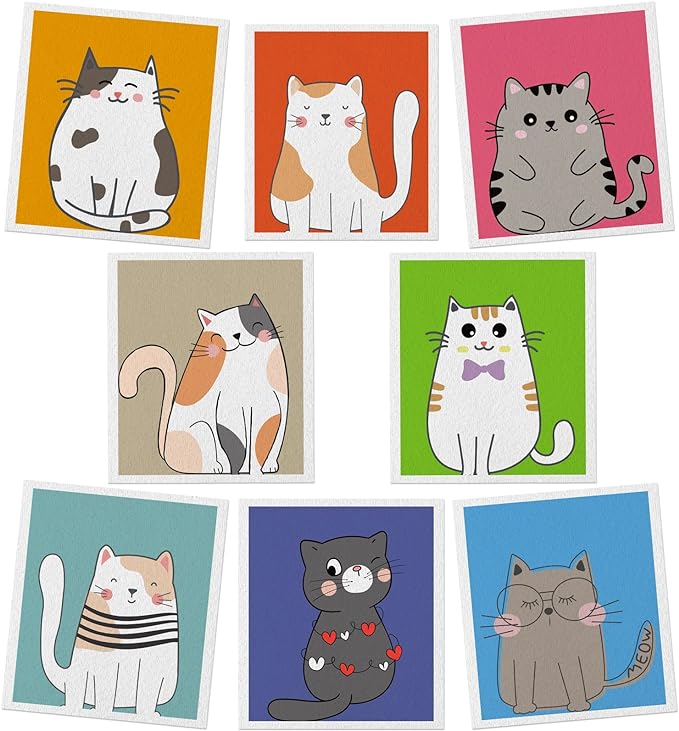Lucomb Sedish Dishcloth (8 Pack-Cute Cat)