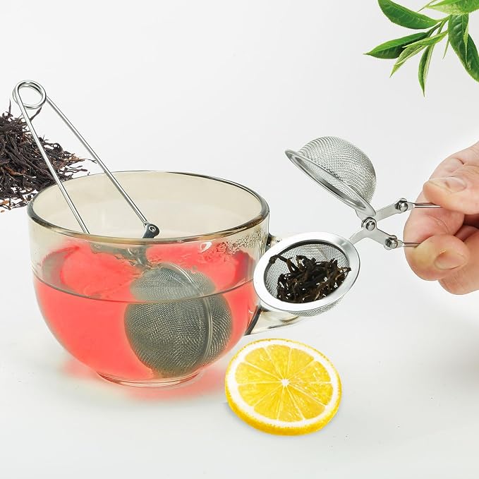 Tea Strainers for Loose Tea, 12 Pack Tea Infuser with Handle Fine Mesh Tea Ball Filter Tea Diffusers Steeper for Loose Leaf Tea, Spices, Seasonings
