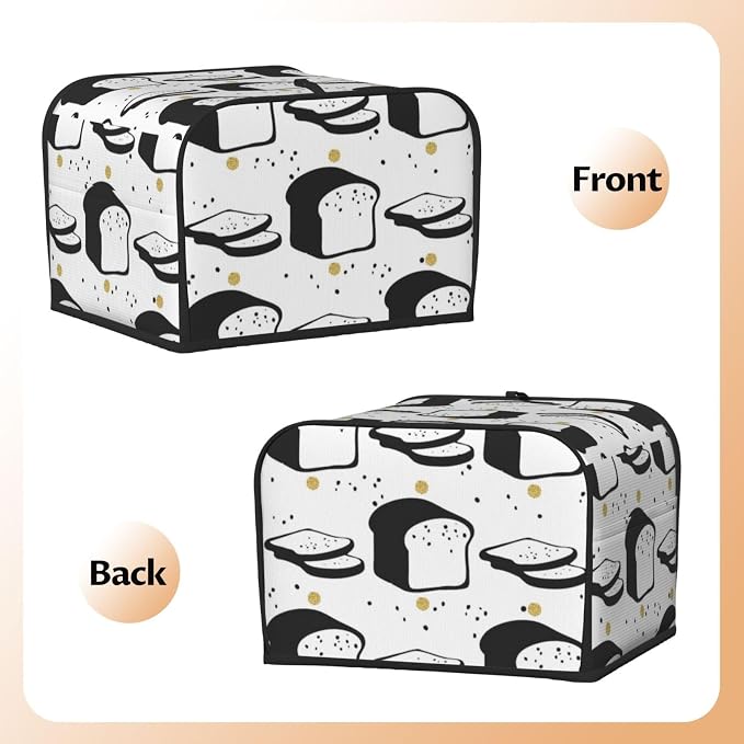Toaster Cover 4 Slice with Cartoon Toast Pattern Dustproof Bread Maker Cover Fingerprint Bakeware Protection Wide Slot Toaster Bag Reusable Kitchen Small Appliance Cover