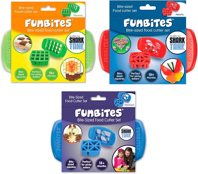 FunBites Sandwich Cutter for Kids Lunch, Crustless Bento 2-Pc Set, 3 Pack