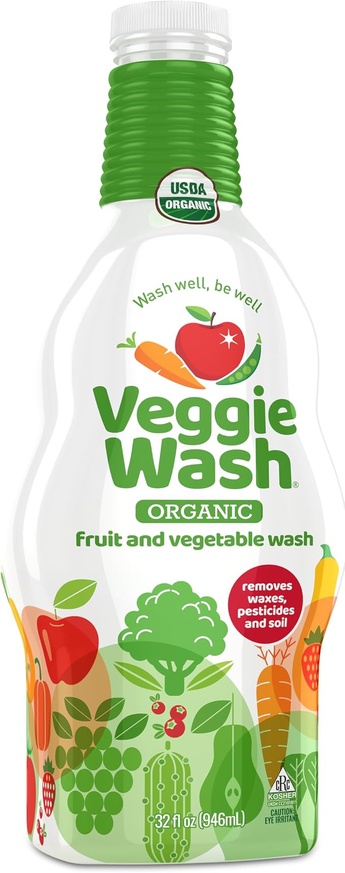 Veggie Wash Organic Fruit and Vegetable Wash Refill, 32 Fl Ounce, Pack of 2 | Ideal for Cleaning Produce, Vegan, Plant-Derived Ingredients, Unscented, No Parabens