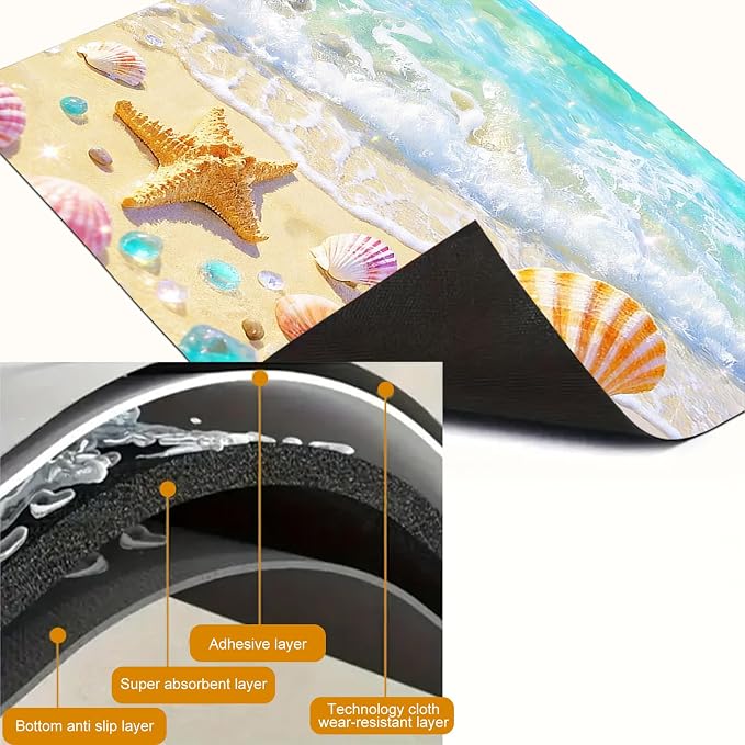 HOMETITUTE Summer Stove Top Cover 28x20 Coastal Seashell Heat Resistant Protector