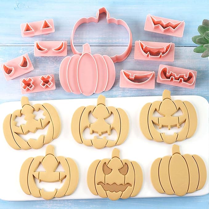Mini Pumpkin Cookie Cutters, DIY 3d Halloween Raised Design Cookie Stamps | Cookie Cutter Set suitable for Frosting Decoration, Mini Gingerbread Pie Molds, Day of The Dead Decorations