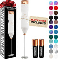 Zulay Kitchen Powerful Frother Wand AA Batteries Included, Ultra Fast Handheld Drink Mixer, Comfort Milk Frother, Stainless Steel Whisker, Frother Handheld for Coffee, Protein & Matcha - Frothmate 2.0