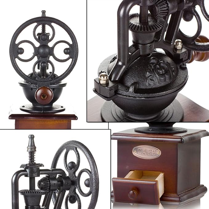 Manual Coffee Grinder Hand Crank | Grinding Settings, Socket Drawer