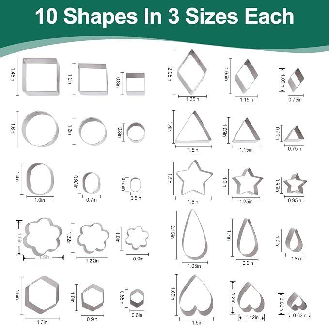 30PCS Mini Cookie Cutters Shapes Set with Box for Kids | Small Stainless Steel Star Triangle Cookie Cutter Variety Pack for Fruit, DIY Baking, Tiny Polymer Clay, Holidays & Daily Use
