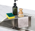 Tomorotec Triangle Roll-Up Dish Drying Rack Sink Corner Small Foldable Stainless Steel Over The Sink Multipurpose Kitchen Drainer Caddy Organizer Storage Shelf Holder (Coconut Milk White) | BPA-Free Food-Grade Silicone Edges Foldable Waterproof Rustpro...